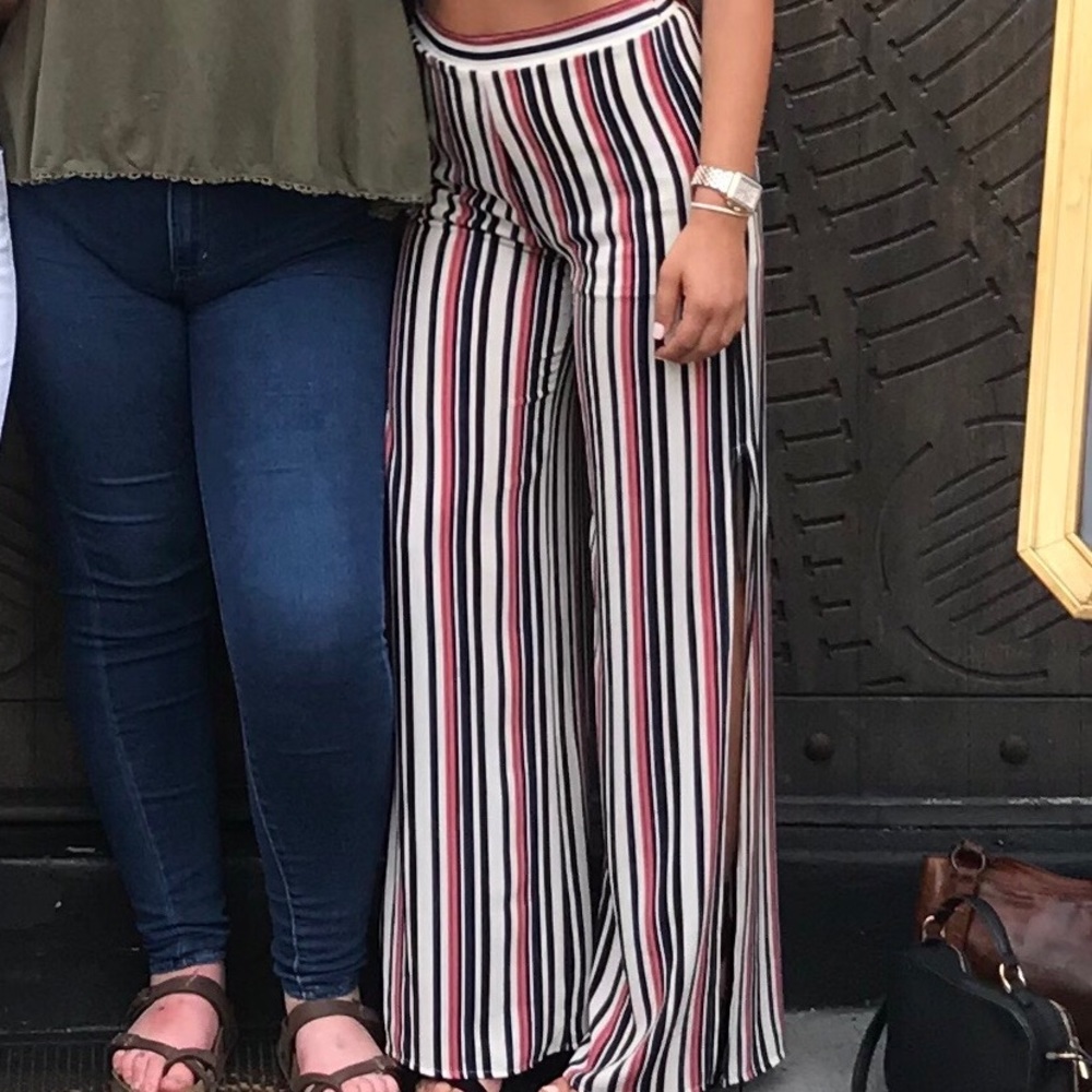 AQUA wide leg pant with deep slit on both sides